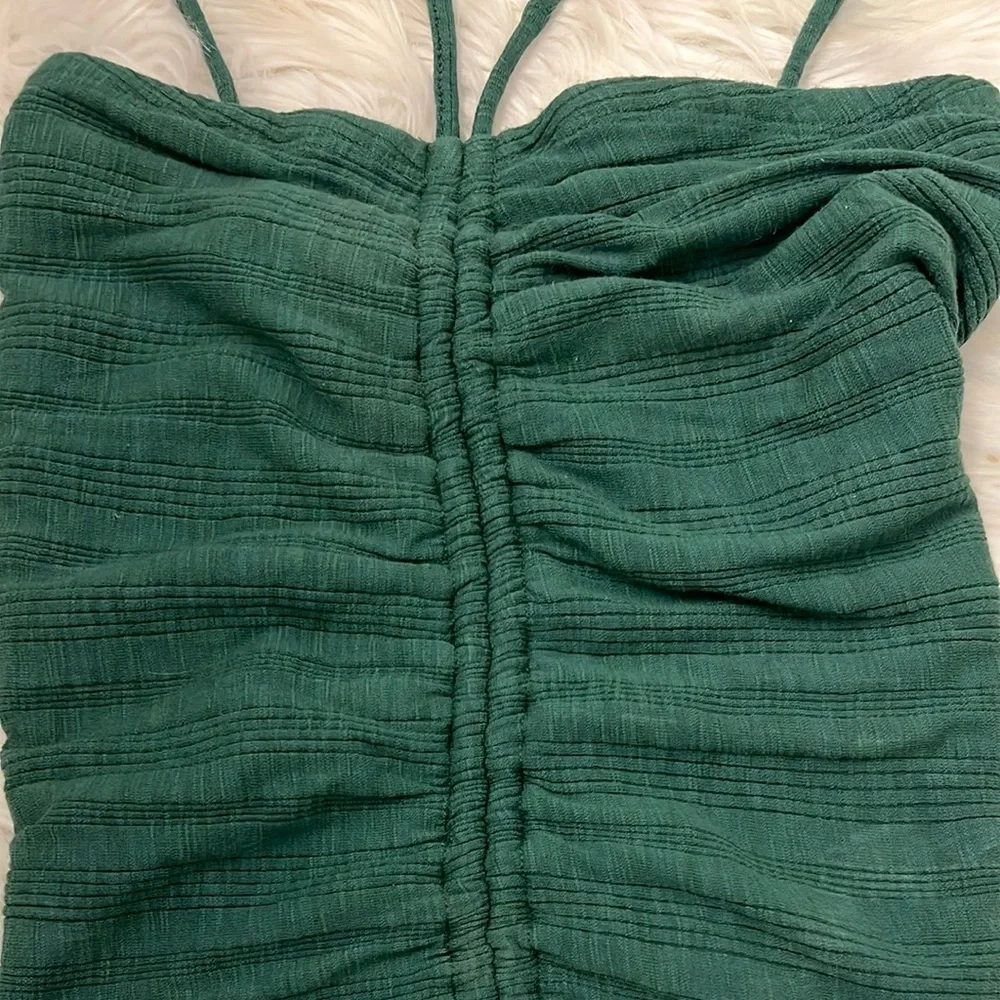 NWT Anthropologie Pilcro Ruched Ribbed Halter Top - Green - size XXS - Picture 6 of 14
